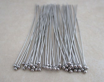 long stainless steel headpins 2.75 inch 21 gauge 1.9mm ball hypoallergenic