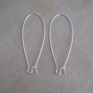 10 pairs long kidney ear wires silver plated steel