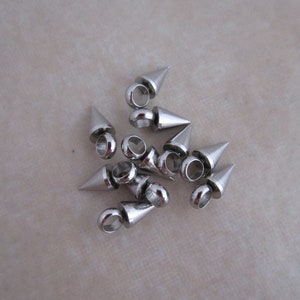 7mm spike charms tiny stainless steel cone