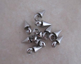 7mm spike charms tiny stainless steel cone