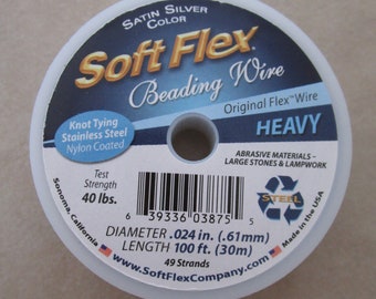 100' Soft Flex clear steel beading heavy jewelry wire 49 strand .024 inch