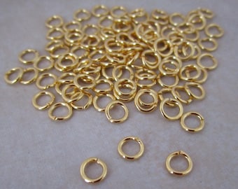 100 gold plated 4.5mm jump rings brass open 21 gauge