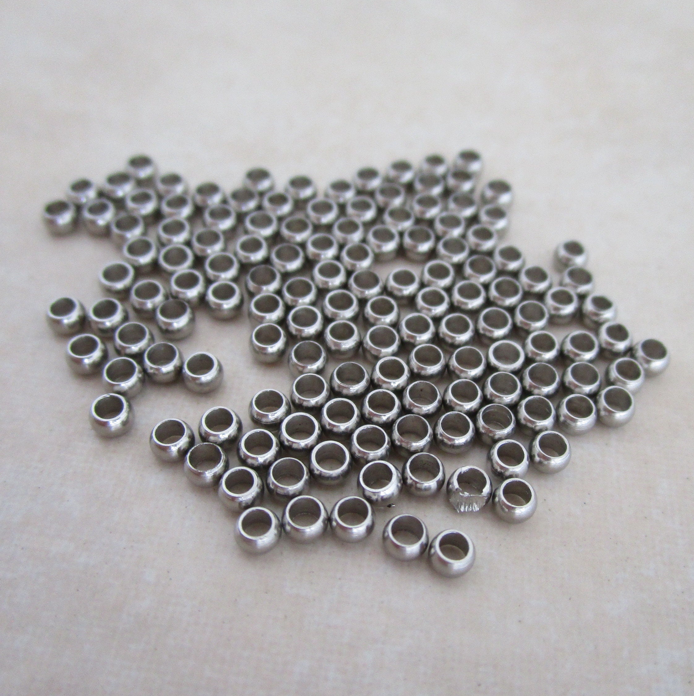 Stainless steel crimp beads 2.5mm wide 1.5mm long 1mm ID Etsy