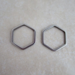 stainless steel 12mm geometric hexagon links connectors matte silver tone hypoallergenic