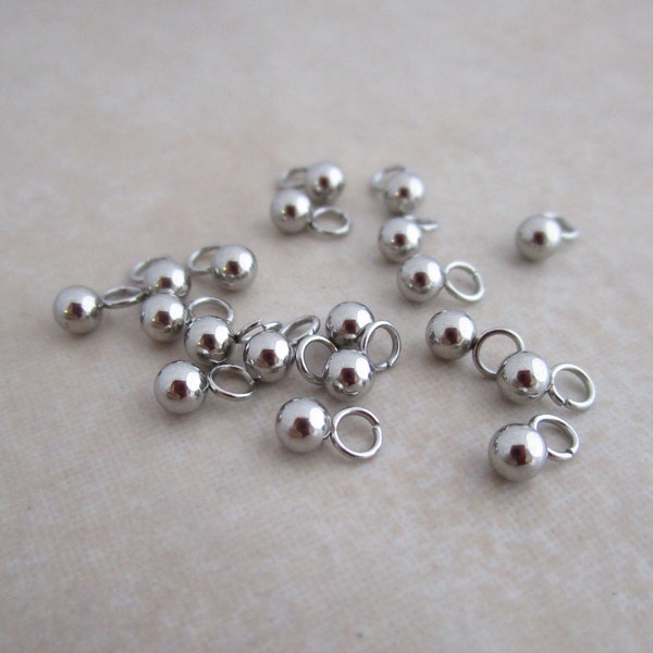 3mm ball charm small stainless steel