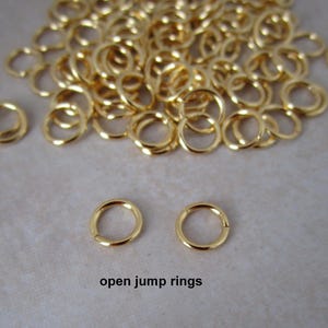 50 gold plated 6mm jump rings brass open 21 gauge image 4