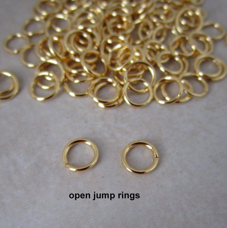 50 gold plated 6mm jump rings brass open 21 gauge image 4