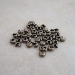 50 antique gold plated brass crimp bead covers 3mm