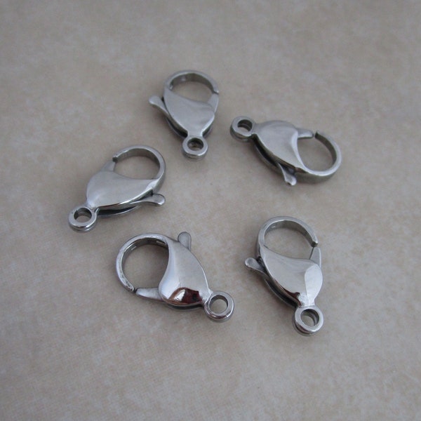 large stainless steel lobster claw clasps 19mm x 12mm