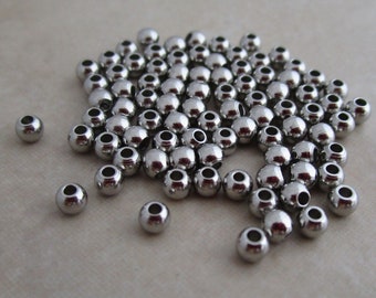 stainless steel 3mm round seamless beads hypoallergenic