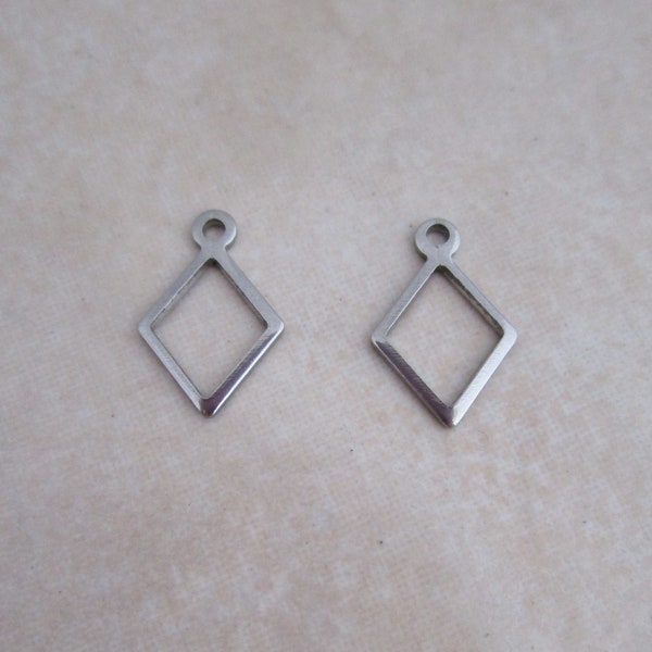 stainless steel 14mm x 9mm rhombus charm