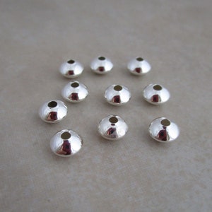 sterling silver beads 6mm smooth saucer