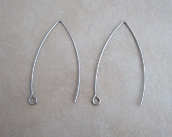 hypoallergenic stainless steel 41mm folded ear wires 20 gauge