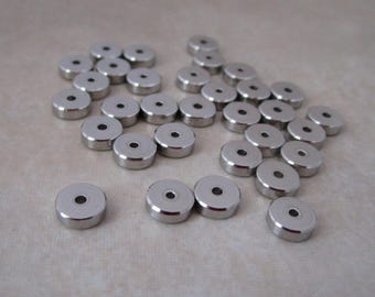 stainless steel cylinder beads 6mm wide x 2mm long beads