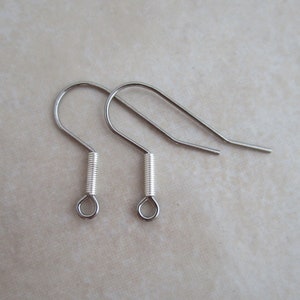 steel ear wires with 6mm silver plated coil