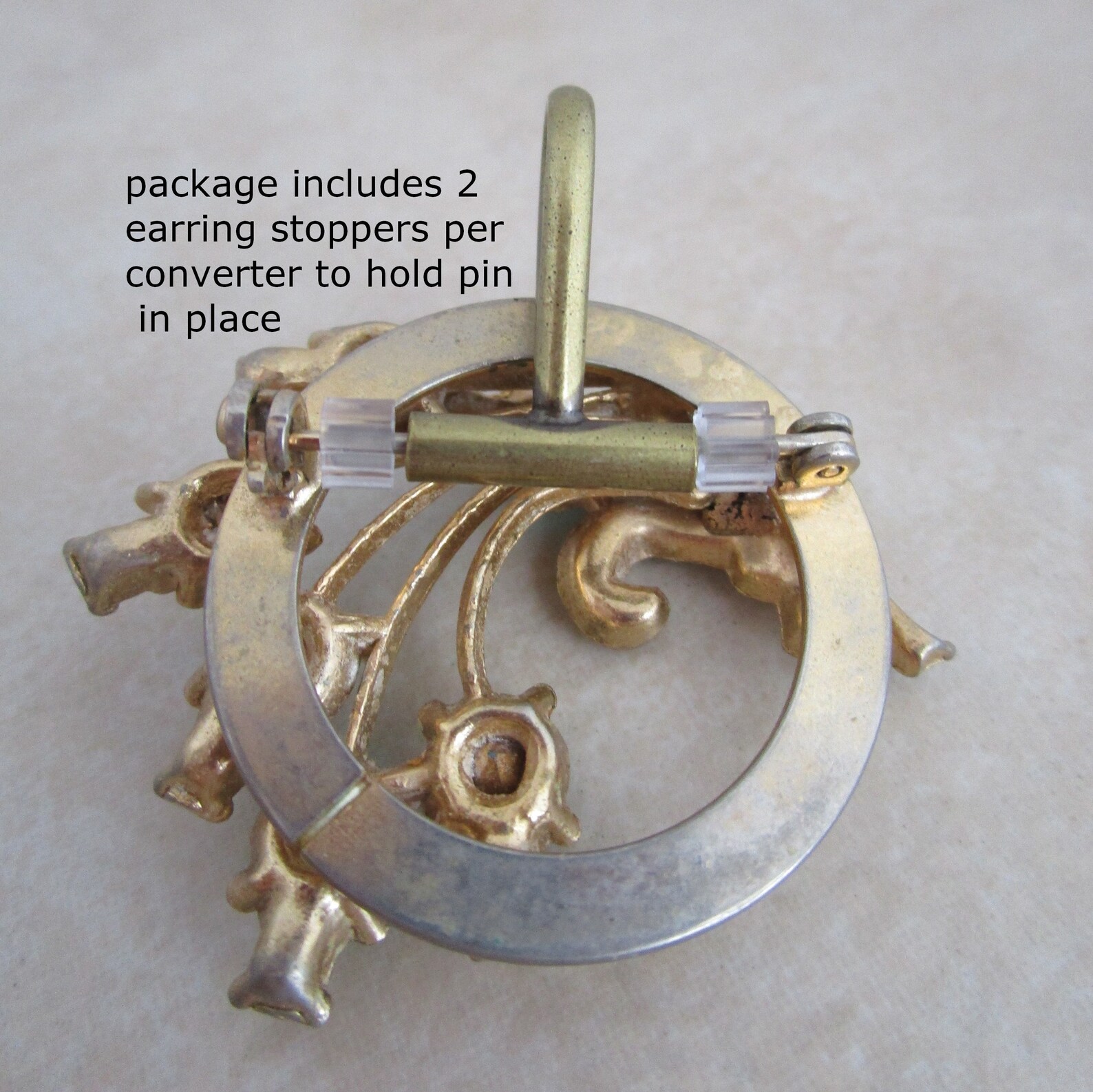 4 antiqued brass horizontal brooch converter Etsy