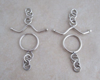Vintage 80s Sterling Bali Toggle Clasp Fancy 13mm