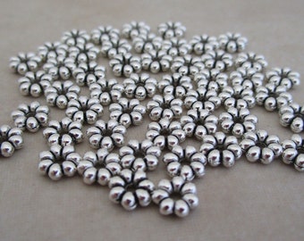 flower spacer beads antiqued silver 6mm metal alloy