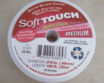 100' Soft Touch clear steel beading wire 49 strand .019 inch