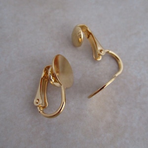 gold plated clip on earclips 10mm pad