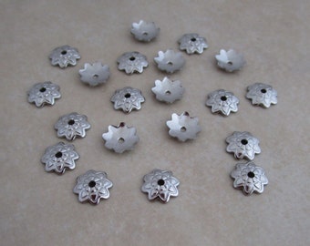 stainless steel 7mm bead caps etched petal