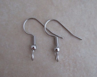 hypoallergenic stainless steel earring hooks 22 gauge front facing loop ball coil accent