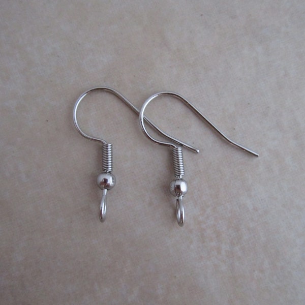 hypoallergenic stainless steel earring hooks 22 gauge front facing loop ball coil accent