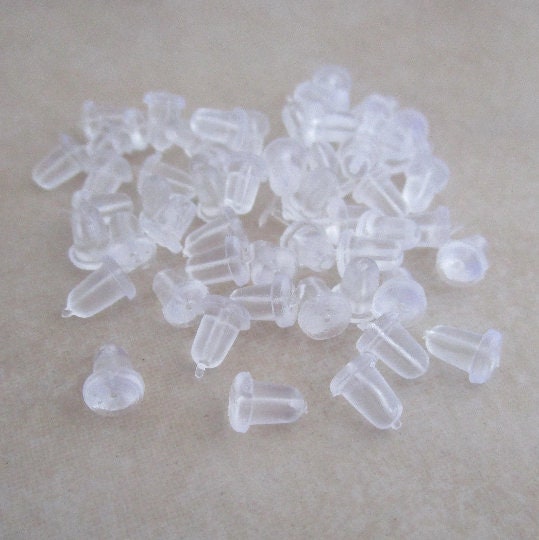 Clear Silicone Rubber Earring Backs – 4mm Stud Stoppers, Soft Plastic Earnuts, 0.5-0.7mm Post Fit, Bulk