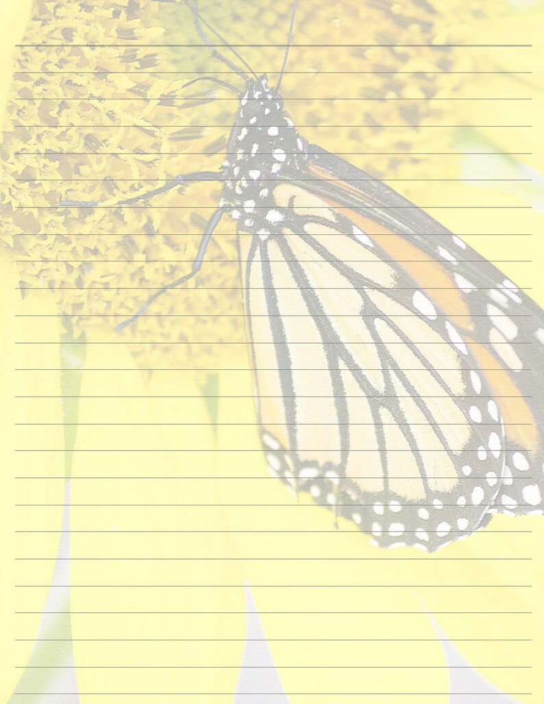 Downloadable Lined Paper Stationary Butterfly Monarch - Etsy