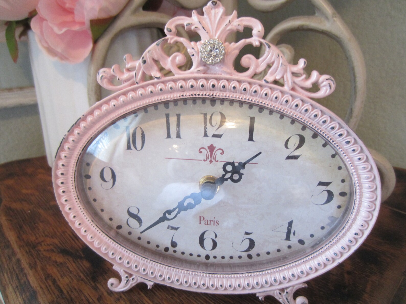 SHABBY CHIC CLOCK Pink Vintage Clock Paris Clock Shabby Etsy