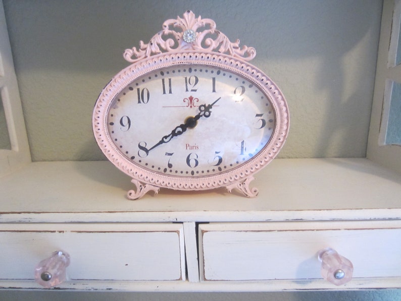 SHABBY CHIC CLOCK Pink Vintage Clock Paris Clock Shabby Etsy