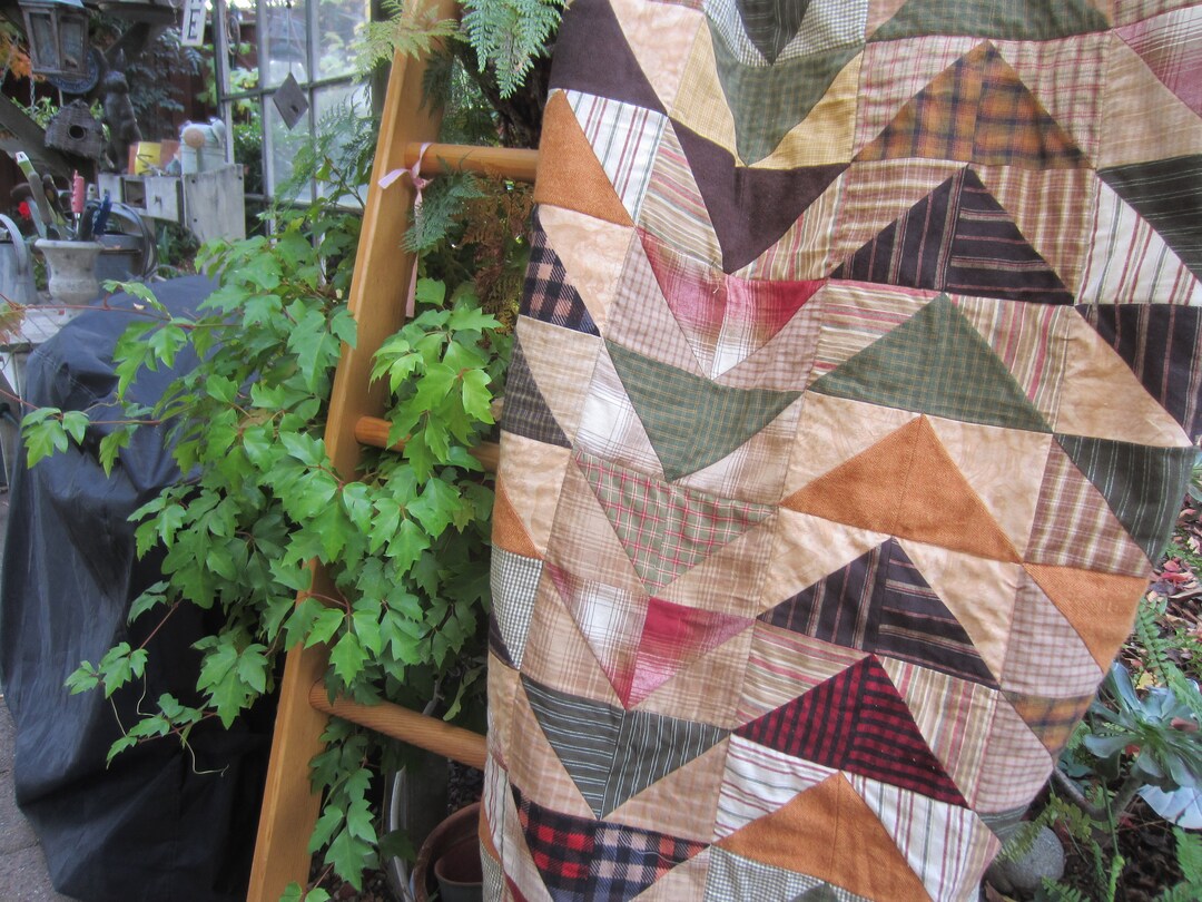 COUNTRY COTTAGE QUILT, Flannel Lap Quilt, Great Mens Quilt, Flying