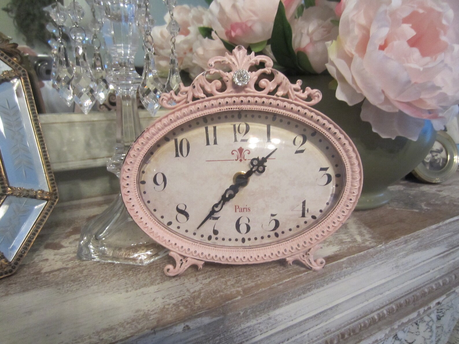SHABBY CHIC CLOCK Pink Vintage Clock Paris Clock Shabby Etsy