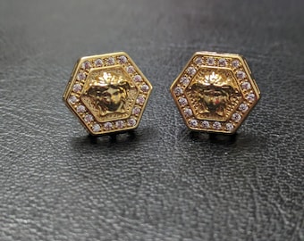 18k Yellow Gold Plated Over Silver Cubic Zirconia Stud Earrings