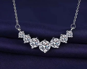 Rhodium Plated Over Solid Sterling Silver 3Cts Moissanite Necklace.