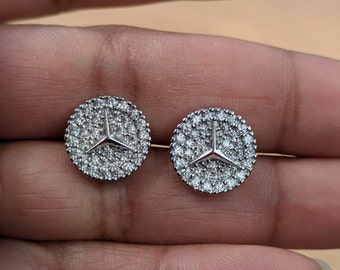 Silver Inlaid Hypoallergenic Stud Earrings