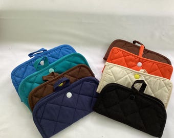 Quilted 100% cotton pot holders,  washable, set of two colors