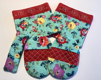 Gift Set, Mothers Day, Oven Mitt, Pot Holder, Hot mat, Mini Pot, Pioneer Woman