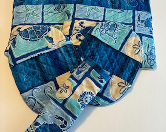 Gift Set, Mothers Day, Oven Mitt, Pot Holder, Hot mat, Mini Pot, Nautical, Crabs, Turtles, Sea Horses and Otopus