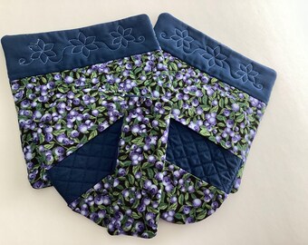 Gift Set, Mothers Day, Oven Mitt, Pot Holder, Hot mat, Mini Pot, Blueberries
