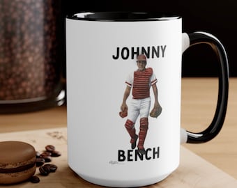 Johnny Bench Accent Mug, Johnny Bench, Cincinnati Baseball Memorabilia, Cincinnati Baseball, Gift for Reds Fan