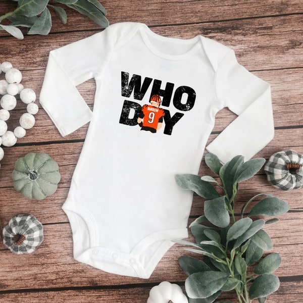 Infant Cincinnati Football Bodysuit, Vintage Style Cincinnati Football Baby Bodysuit, Joe Burrow Baby Bodysuit Infant Long Sleeve Bo