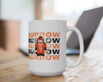 Joe Burrow Mug 15oz, Cincinnati Football Mug, Cup of Joe mug, Joe Burrow Coffee Cup, Gift for Joe Burrow Fan