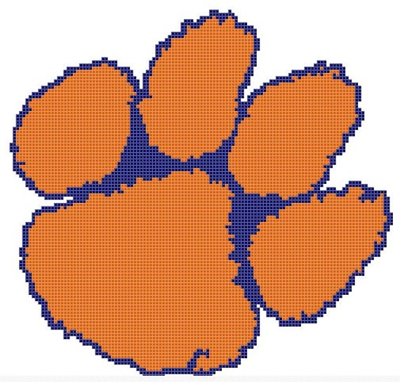 Clemson Tiger Paw Counted Cross Stitch