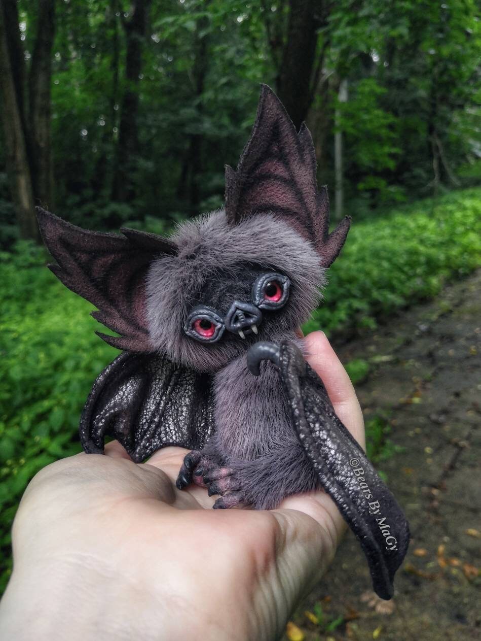 Cute Baby Vampire Bat Walda Artist Toy Stuffed Animal Jointed Etsy