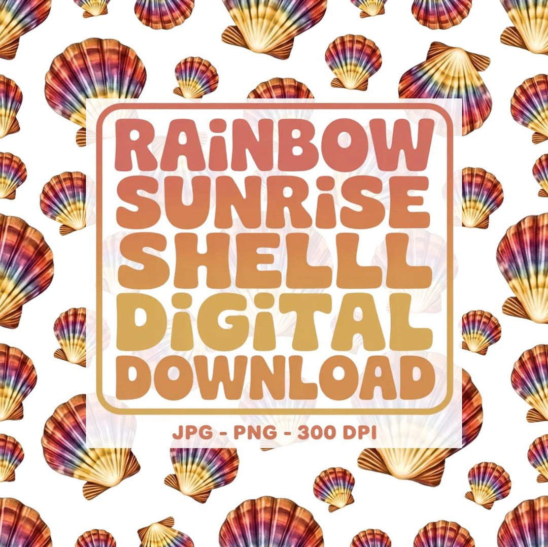 Cute Shell Rainbow Rainbow Sunrise Shell JPEG | PNG | Hawaiian Seashell Design (digital ...