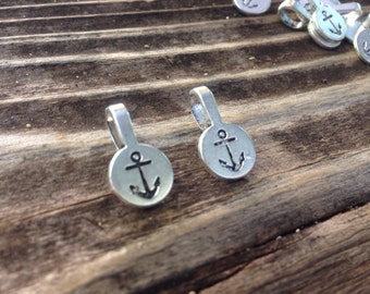 Silver anchor charms; Antique style, lot of 2