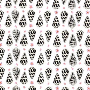 Seamless Hawaiian Shell, Hebrew Cone Shell and Plumeria Pattern PNG JPEG Bundle | Hawaiian Seashell and flower Design (Digital Download)