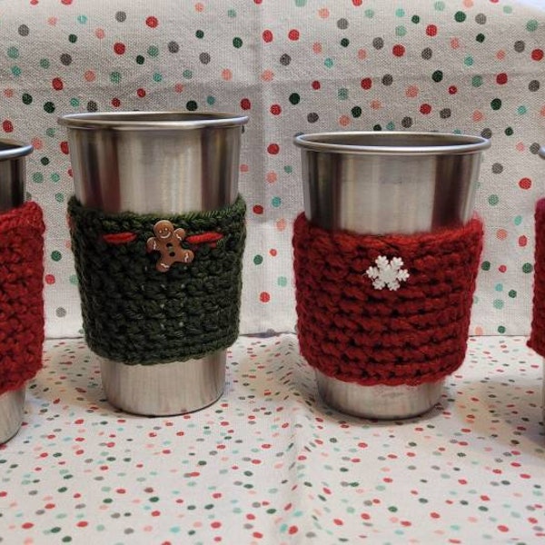 Coffee Cup or Steel Pint sleeve. Reusable. Coffee Cozy.  Pint Sleeve. Crochet Cozy. Cup Warmer.