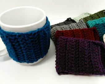 Crochet Mug Cozy, Slip On Coffee Cup Cozies, Coffee Mug Sleeve, Gifts for Coffee Lovers